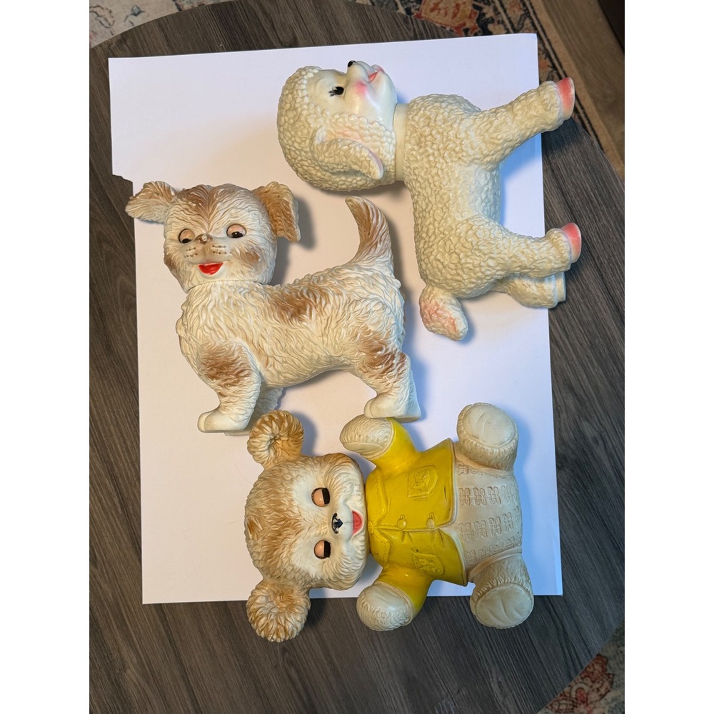 Vintage 1960s Rubber Squeaker Toy Lot – Edward Mobley Dog & Bear + Sun Rubber